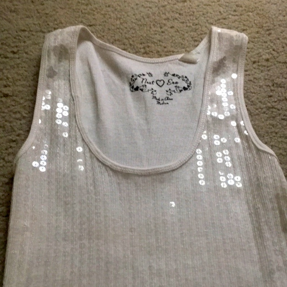 White sequined tank top